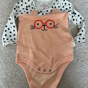 Cat & Jack Orange and Black Bodysuit with Cat Design